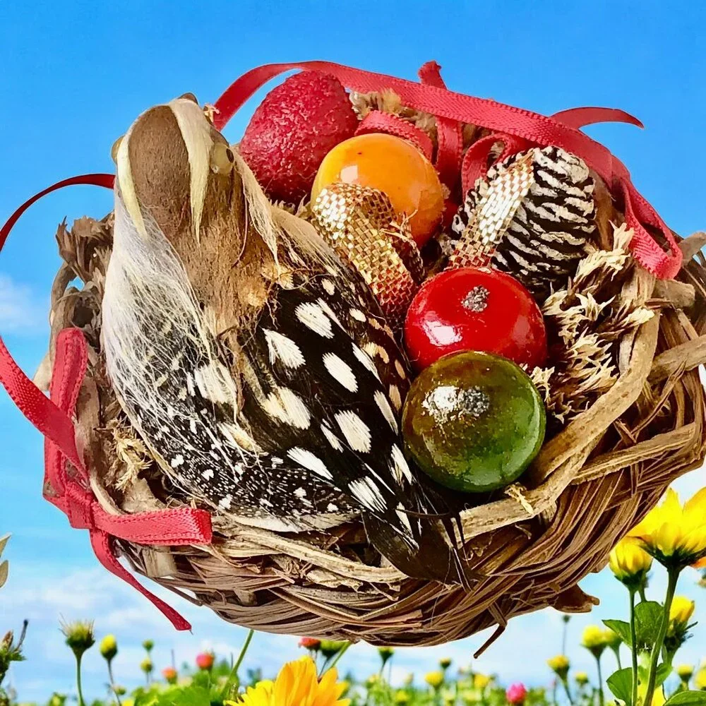 Christmas Ornament Bird in Nest with Eggs Hanging Springtime Easter